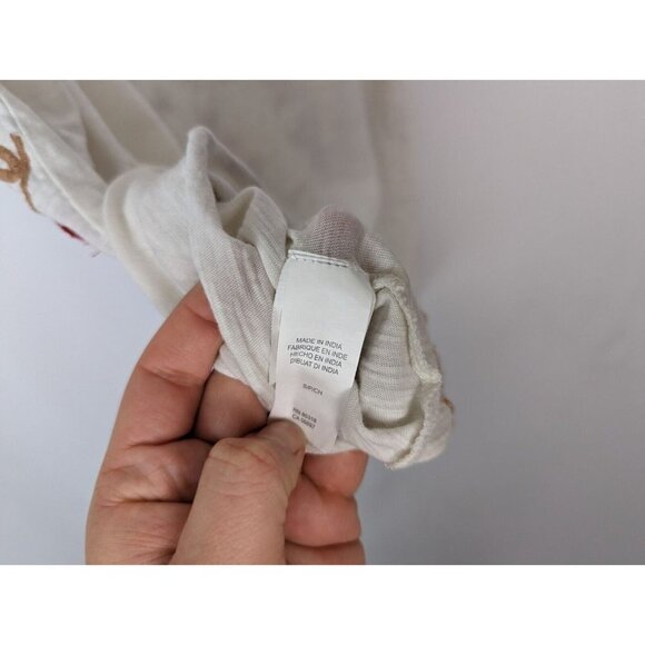 Lucky Brand S Floral Embroidered Tee Shirt Top Cut Off Open Sleeves Boho Hippie - Picture 9 of 10